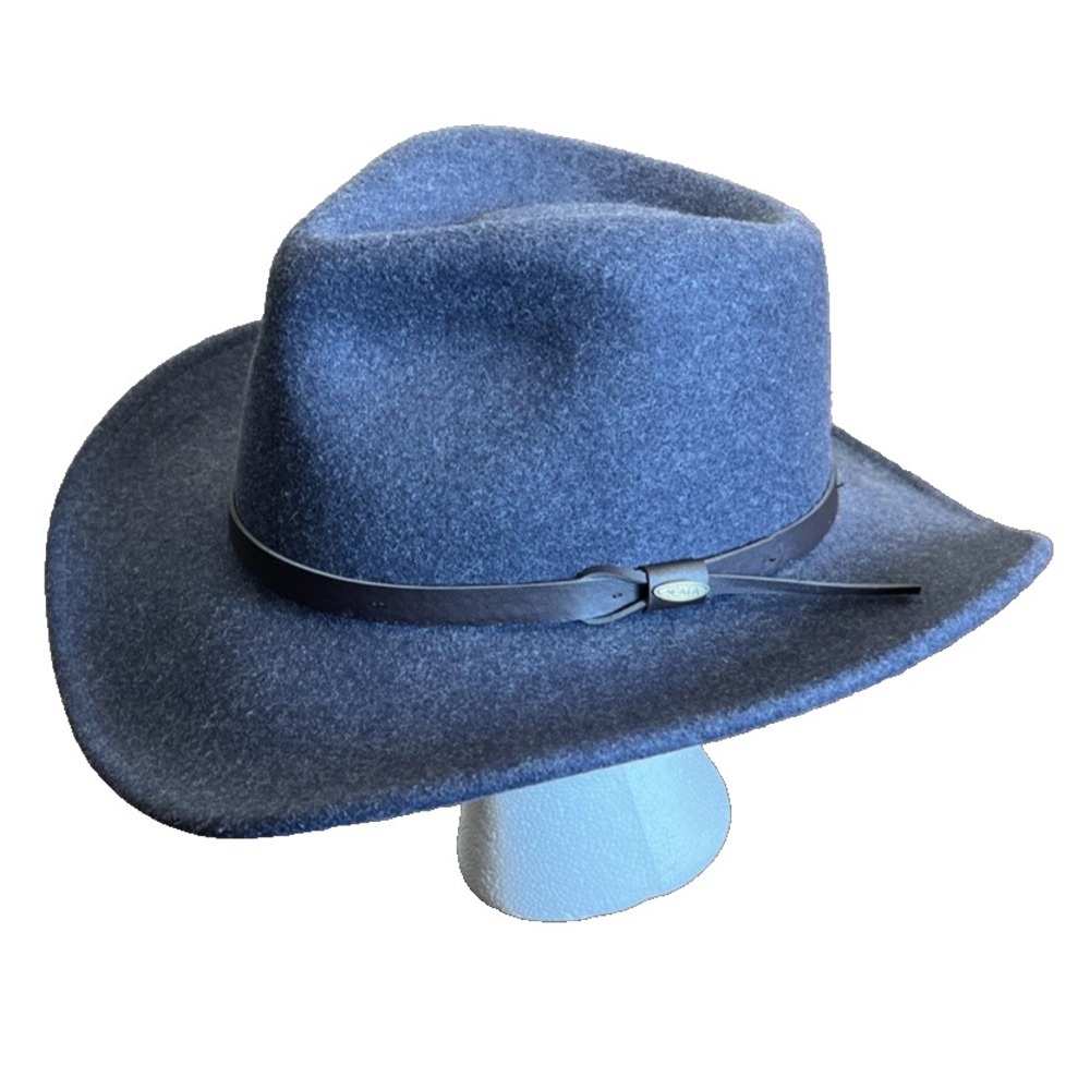 Scala Classic Men's Crushable Outback Hat Wool Felt Blue Size XL Handmade